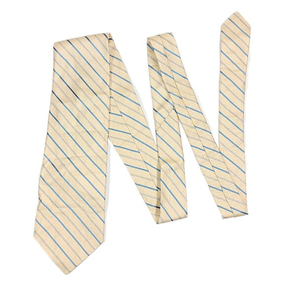 Brooks Brothers Men’s Silk Tie Yellow Blue Striped 61 inch Designer Wide Tie New